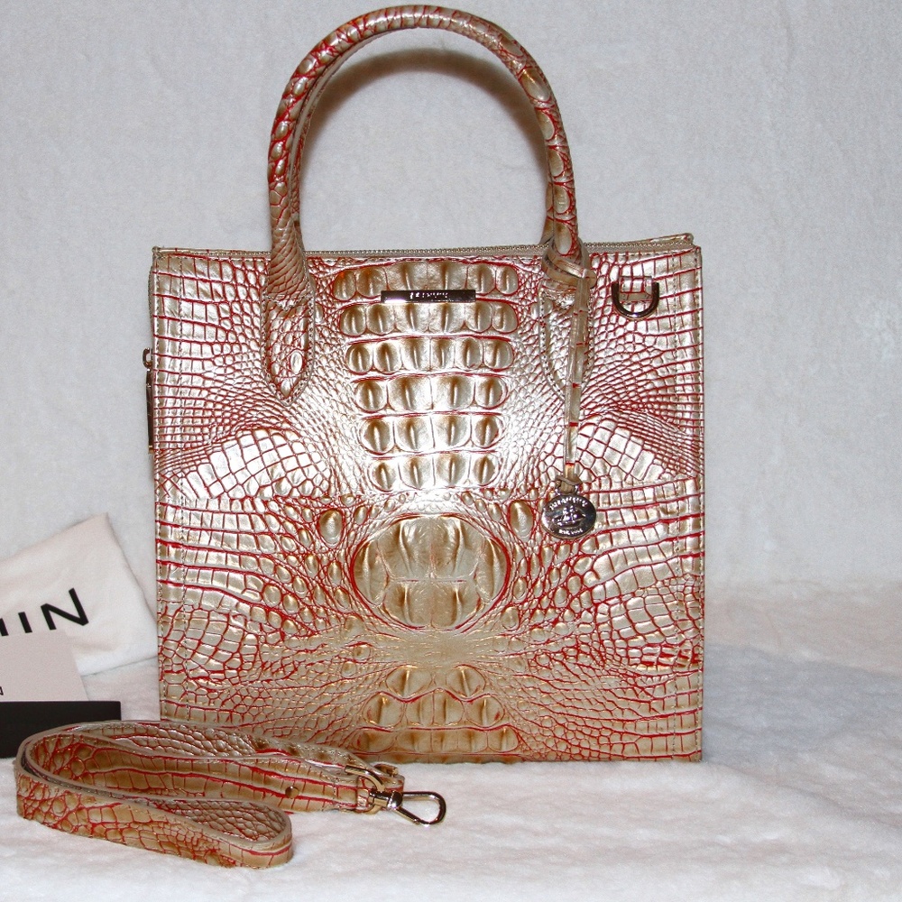 NWT BRAHMIN LARGE Caroline Satchel Tote Bag Leather Purse Sunkiss Melbourne